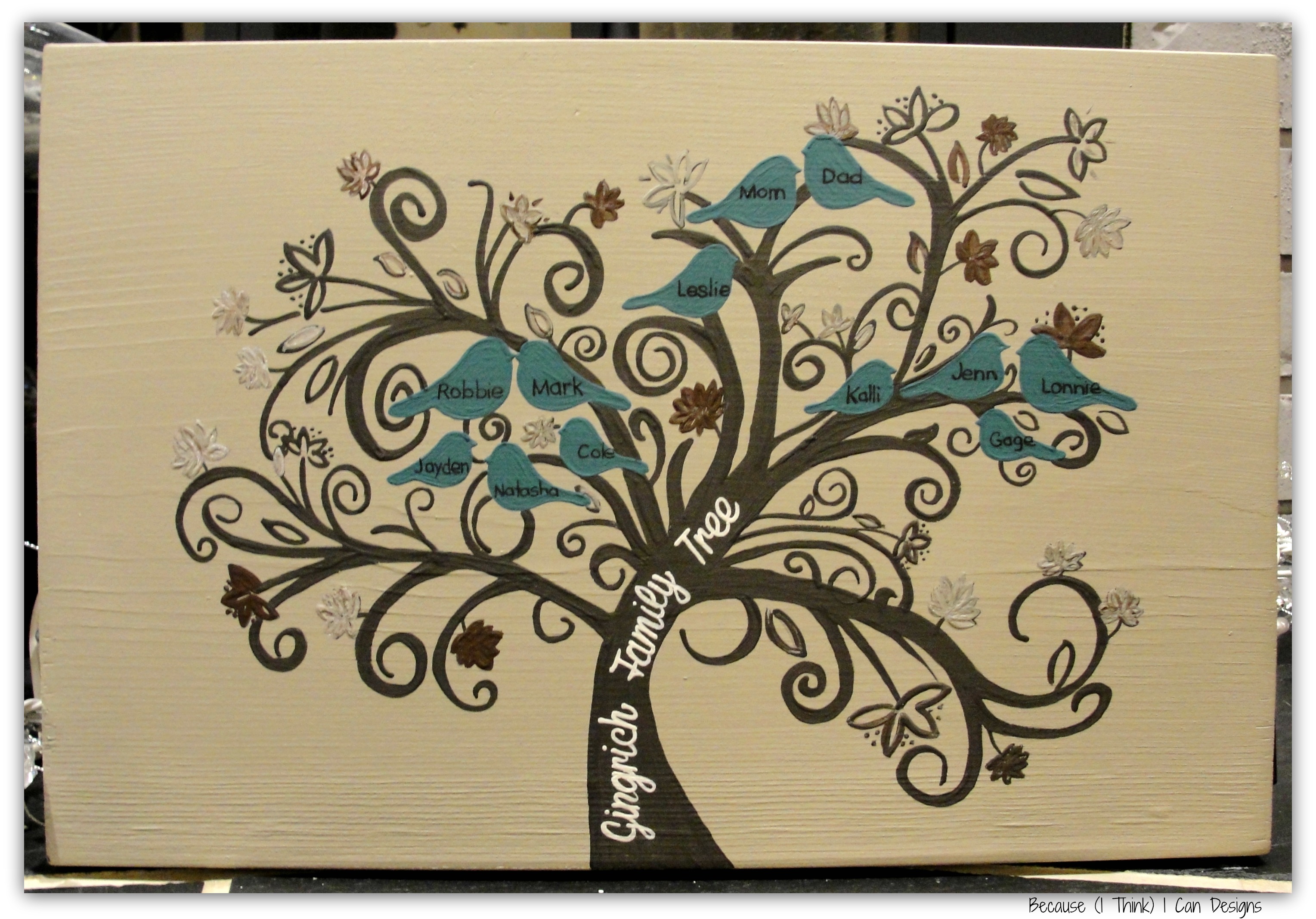 3057x2134 Family Tree, Hand Painted, Wood Sign Because (I Think) I Can Designs - Family Tree Painting