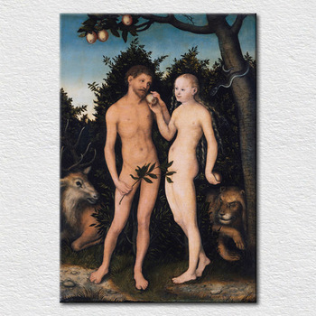 350x350 Famous Classic Art Portrait Oil Painting Adam And Eve Printed - Famous Adam And Eve Painting