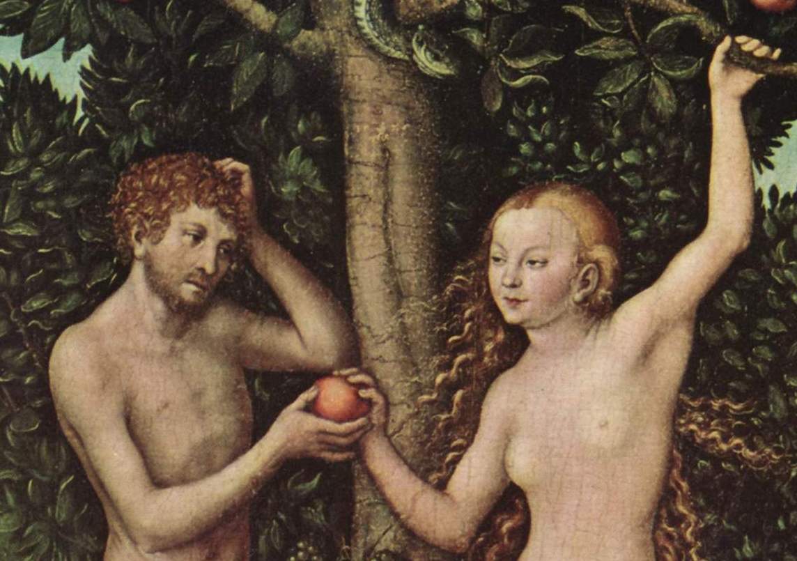 1144x805 Lucas Cranach The Elder Standing Ovation, Seated - Famous Adam And Eve Painting