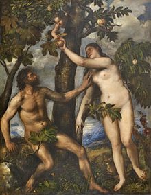220x284 The Fall Of Man (Titian) - Famous Adam And Eve Painting