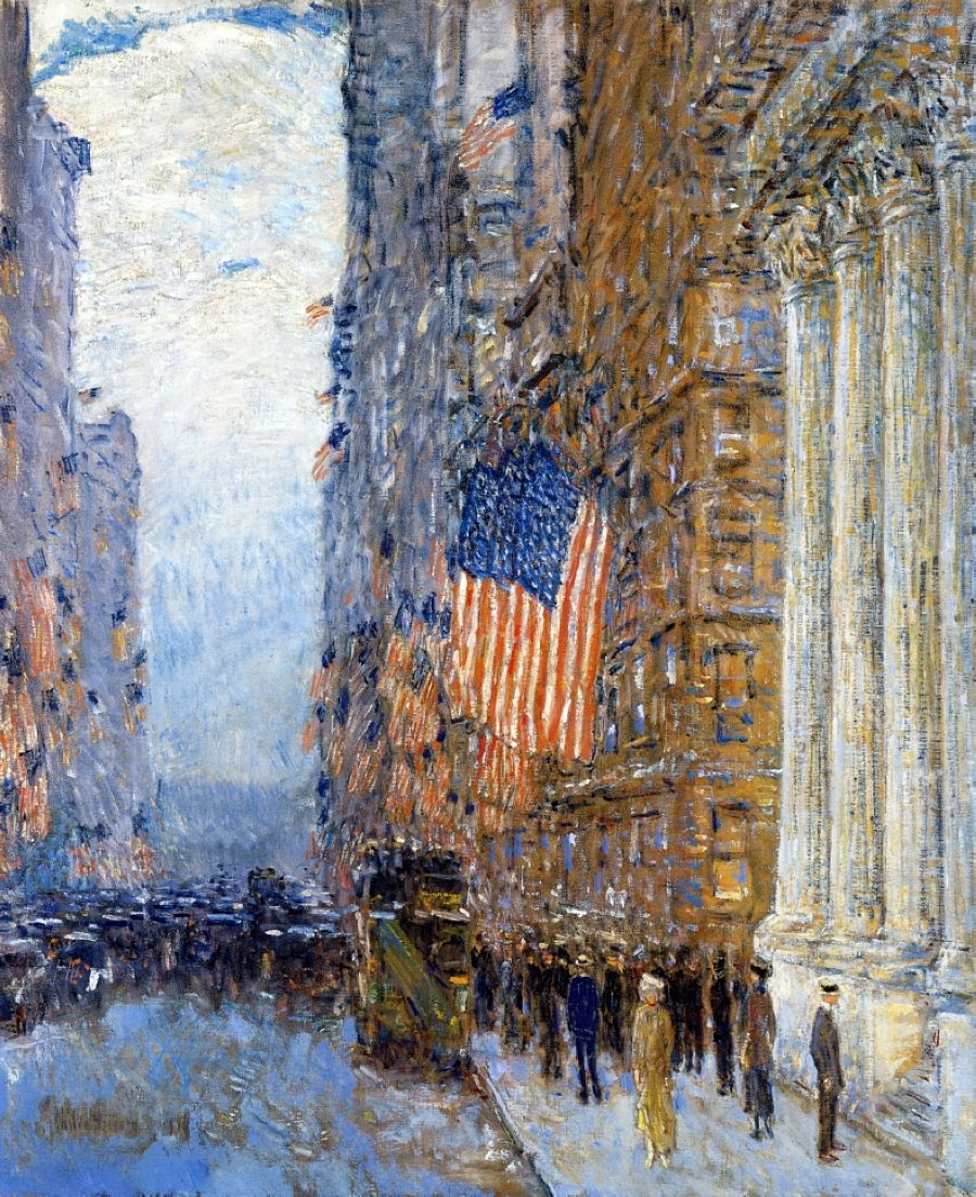 900x1103 Frederick Childe Hassam Flags On The Waldorf, 1916. Art 6 - Famous American Flag Painting