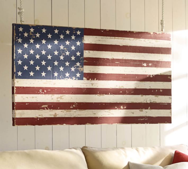 710x639 Painted American Flag Pottery Barn - Famous American Flag Painting