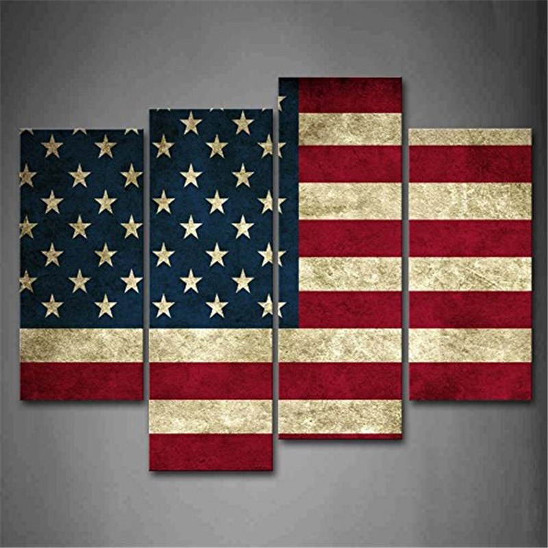 800x800 American Flag In Red White And Blue Wall Art Painting Pictures - Famous American Flag Painting