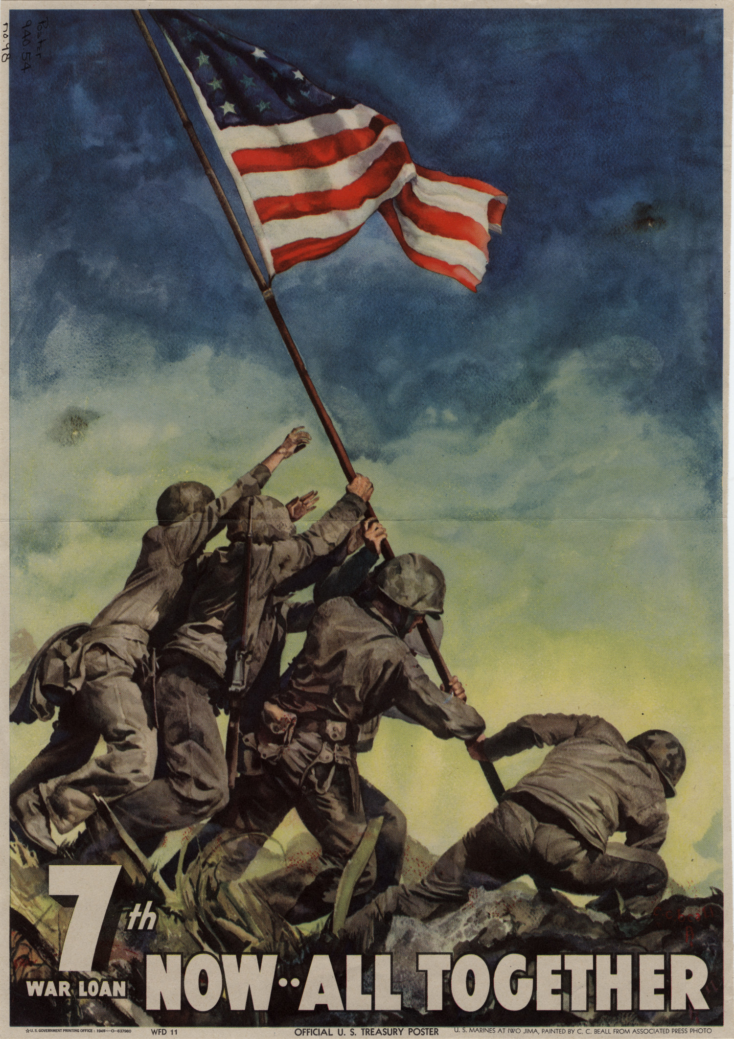 1500x2123 War Bond Sales Poster From 1945 World War Ii, Official U.s. - Famous American Flag Painting