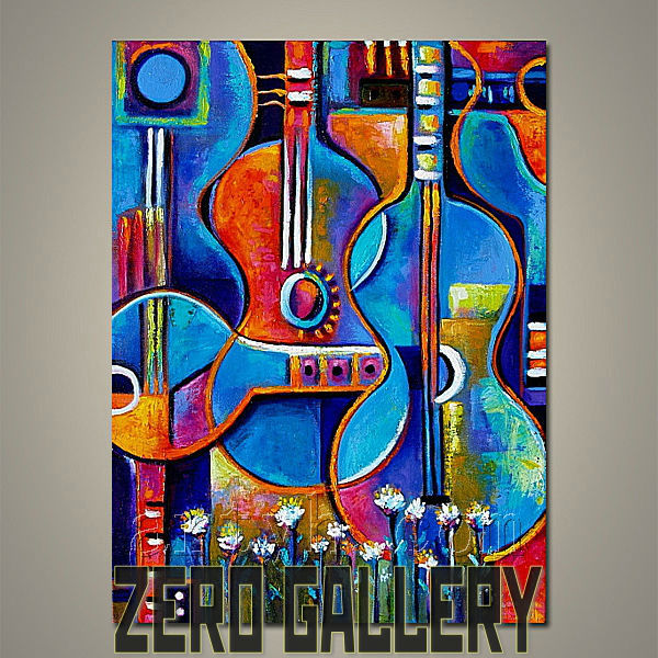 600x600 2018 Cheap Wall Flowers Guitar Music Instrument Oil Painting - Famous Artists Painting