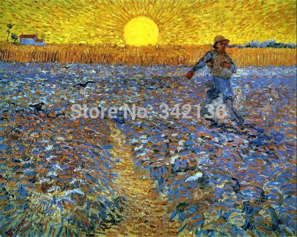 600x479 Sower With Setting Sun Van Gogh Famous Artwork Reproduction Canvas - Famous Artwork Painting