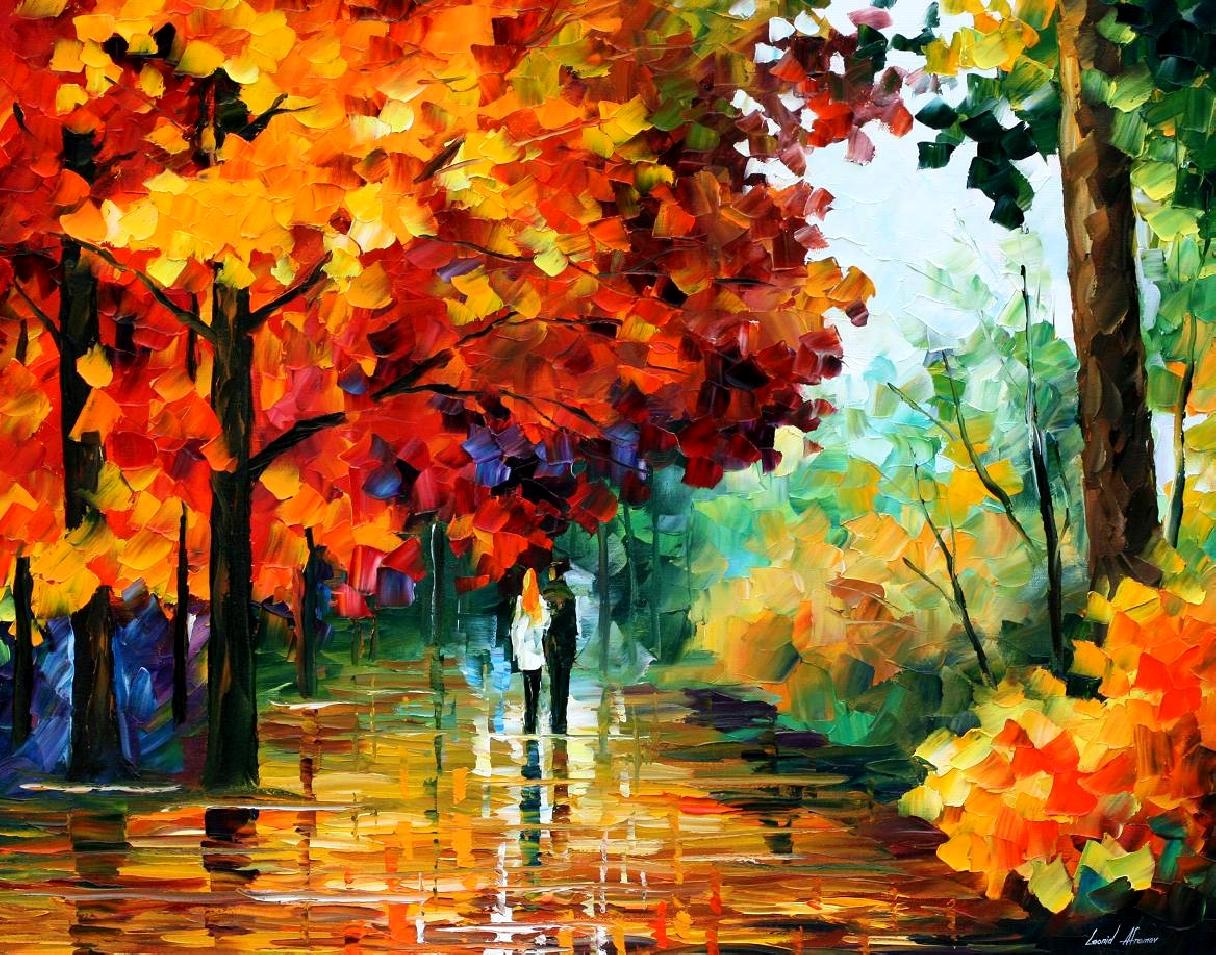 1216x955 Autumn Date Palette Knife Oil Painting On Canvas By Leonid - Famous Autumn Painting