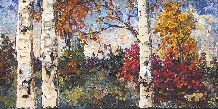 750x376 Unknown Artist Maya Eventov Colours Of Autumn Painting Framed - Famous Autumn Painting