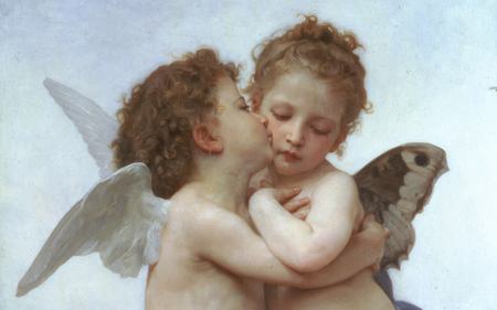 450x281 Cupid And Psyche As Children By Bouguereau - Famous Baby Angel Painting