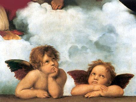 454x341 Raphael Sistine Madonna 2 Angels Painting Framed Paintings For Sale - Famous Baby Angel Painting