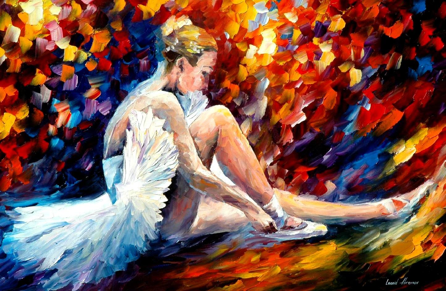 1444x944 Young Ballerina Palette Knife Oil Painting On Canvas By Leonid - Famous Ballerina Painting