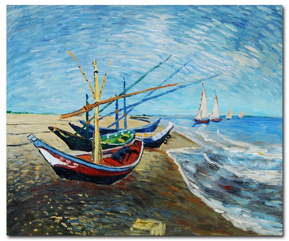 578x483 Fishing Boats On The Beach - Famous Beach Painting