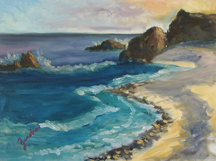 900x673 Malibu California Beach Painting By Zanobia Shalks - Famous Beach Painting