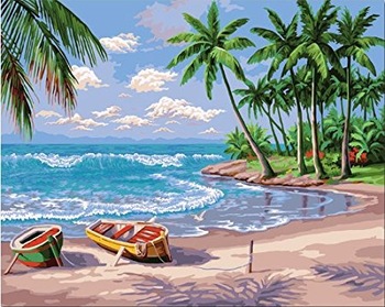350x279 Paint By Number Kit Sunny Beach Diy Oil Painting - Famous Beach Painting