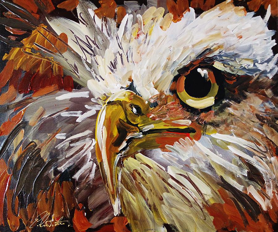 900x751 Ozzie Famous Bald Eagle Painting By Eraclis Aristidou - Famous Bird Painting