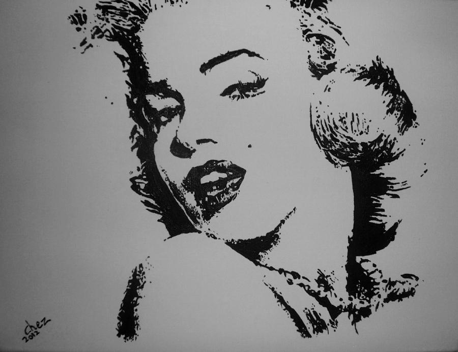 900x693 Monroe Painting By Cherise Foster - Famous Black And White Painting