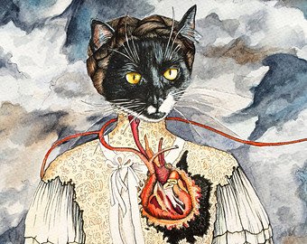 340x270 Black Cat Artwork Etsy - Famous Black Cat Painting