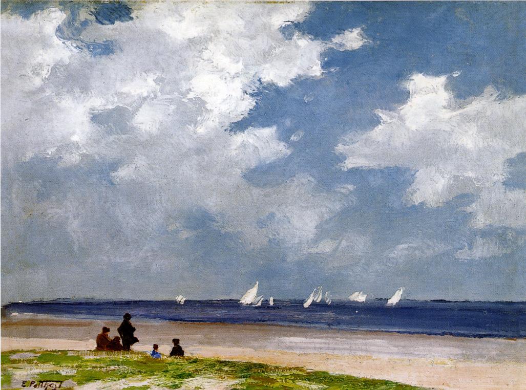 1027x762 Sailboats Off Far Rockaway 1912 Painting Edward Potthast Oil - Famous Boat Painting