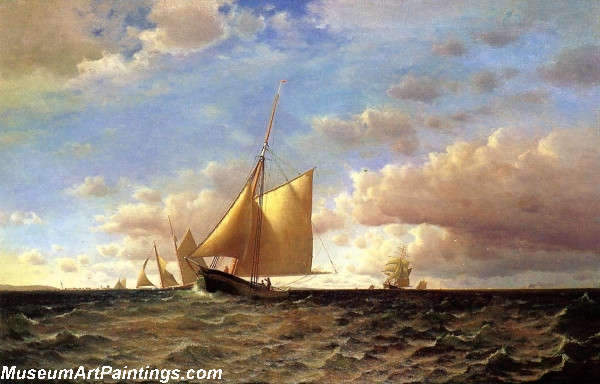 600x384 Boat Painting After The Equinotial Off Sandy Hook - Famous Boat Painting