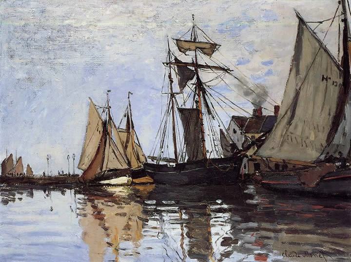 720x538 Claude Monet Boats In The Port Of Honfleur Painting Framed - Famous Boat Painting
