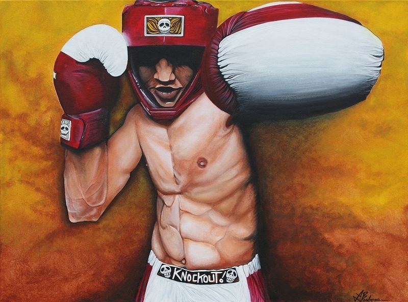 800x593 Manny Pacquiao Portrait, Boxing Art, Original Painting, Famous - Famous Boxing Painting