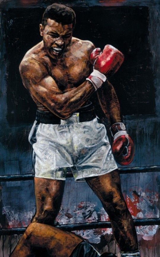 540x865 Painting Of The Famous Muhammad Ali Picture, Standing Over Sonny - Famous Boxing Painting