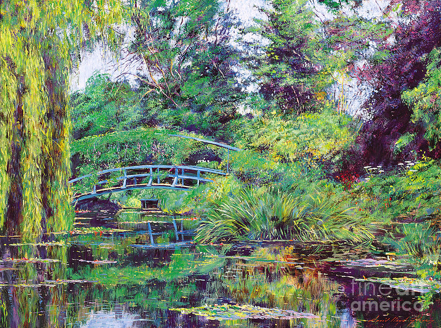 900x671 Wisteria Bridge Giverny Painting By David Lloyd Glover - Famous Bridge Painting