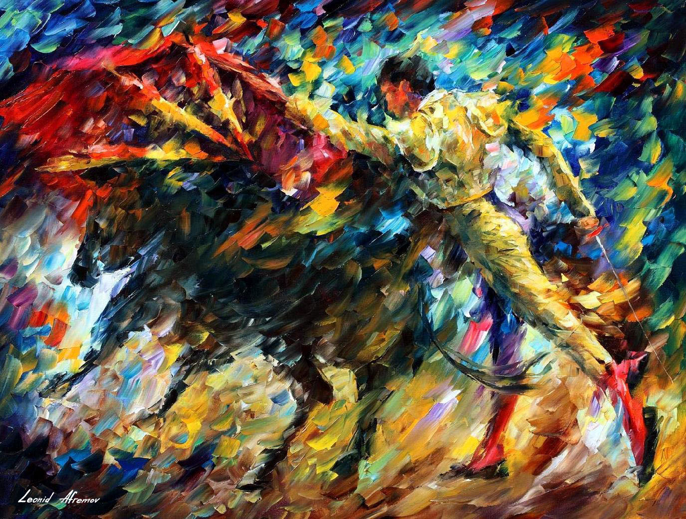 1375x1040 Leonid Afremov, Oil On Canvas, Palette Knife, Buy Original - Famous Bull Painting
