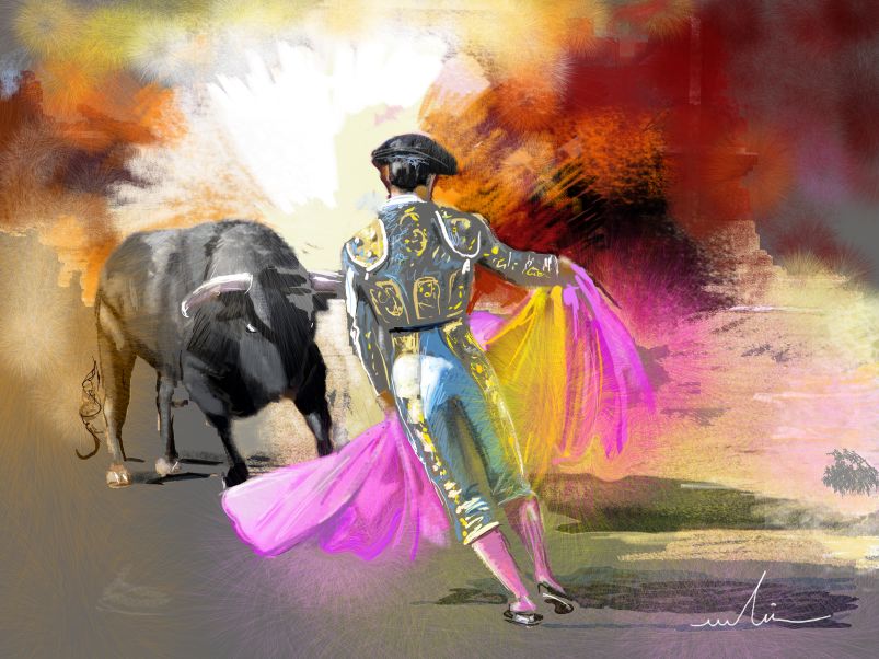 803x602 The Man Who Fights The Bull Amour Toro - Famous Bull Painting