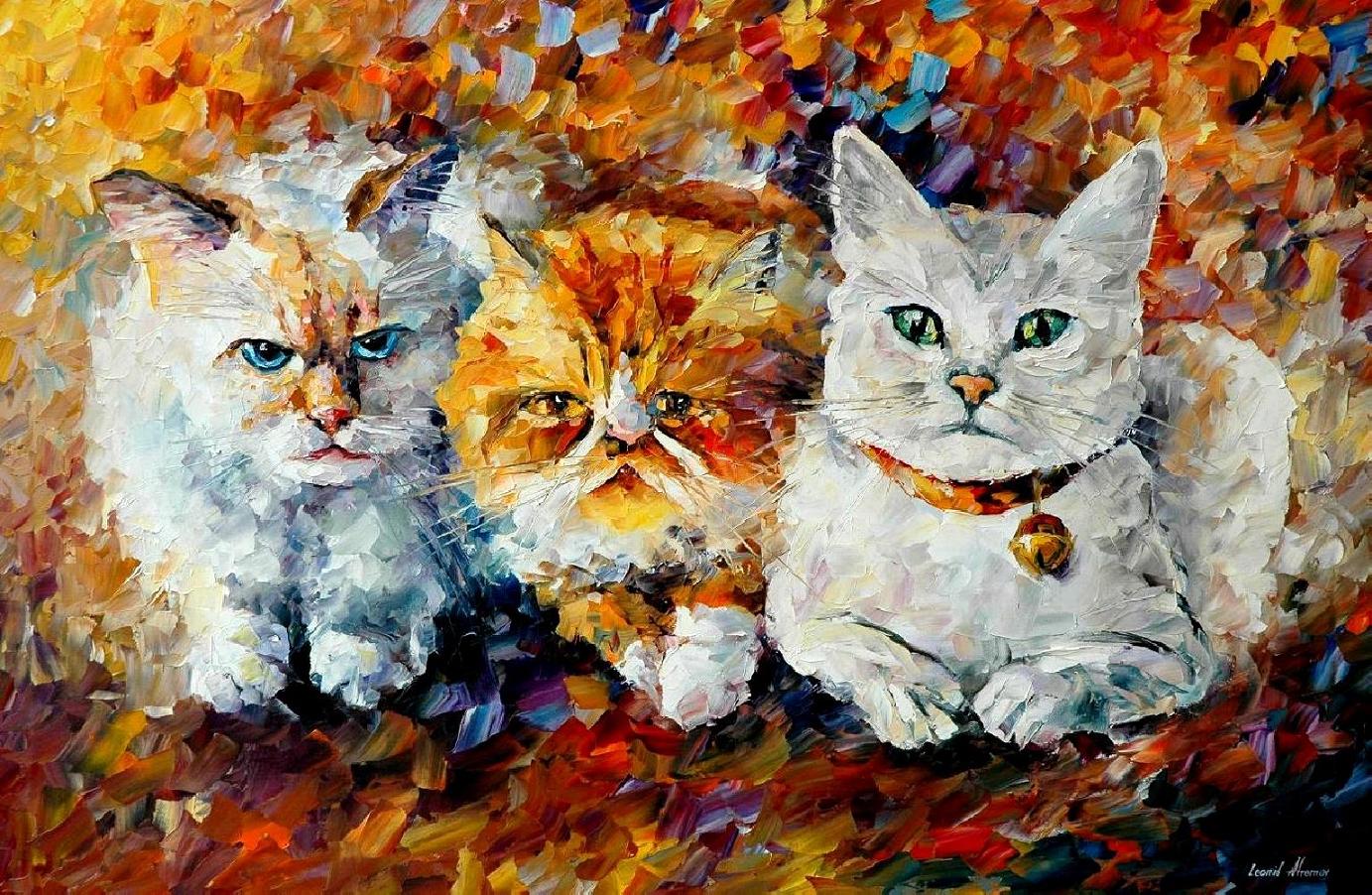1383x902 Leonid Afremov, Oil On Canvas, Palette Knife, Buy Original - Famous Cat Painting