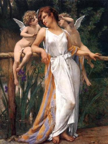 371x494 Nymph And Cherubs Painting Guillaume Seignac Oil Paintings - Famous Cherub Painting