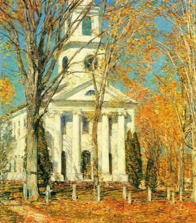 395x450 The Church Of Old Lyme , Connecticut Painting, Achilde Hassam - Famous Church Painting