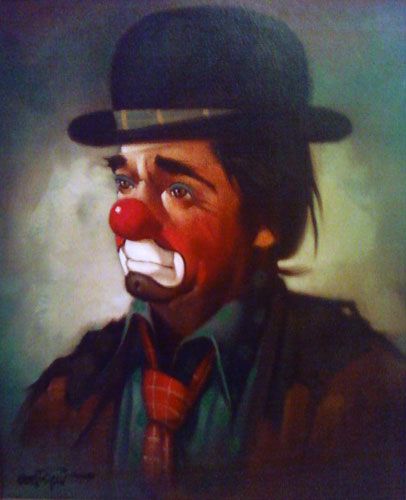 406x500 Famous Clown Oil Paintings Untitled Clown By Chuck Oberstein - Famous Clown Painting