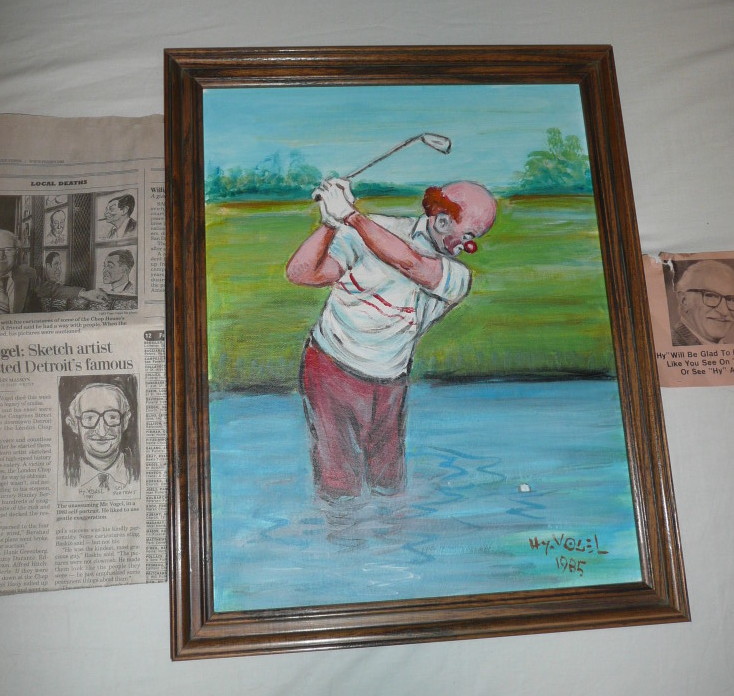 734x696 Oil Painting By Hy Vogel Famous Sketch Artist ( Clowns ) Certco - Famous Clown Painting Artists