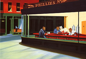 282x194 Nighthawks Forever - Famous Coffee Shop Painting