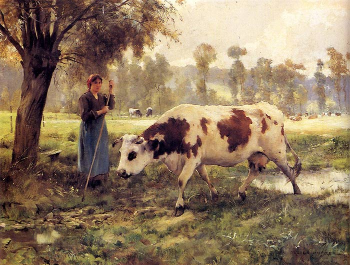 700x531 Dupre Oil Painting Cows At Pasture - Famous Cow Painting