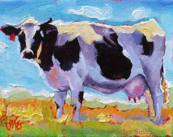 340x270 Rooster Painting, Rooster Print, Rooster Art, Colorful Chicken Art - Famous Cow Painting