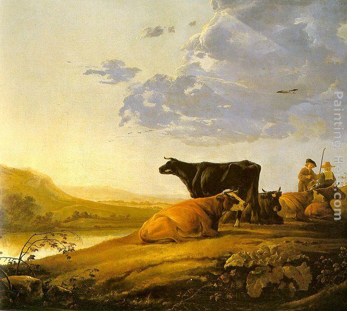 700x627 Aelbert Cuyp Young Herdsman With Cows Painting Framed Paintings - Famous Cow Painting