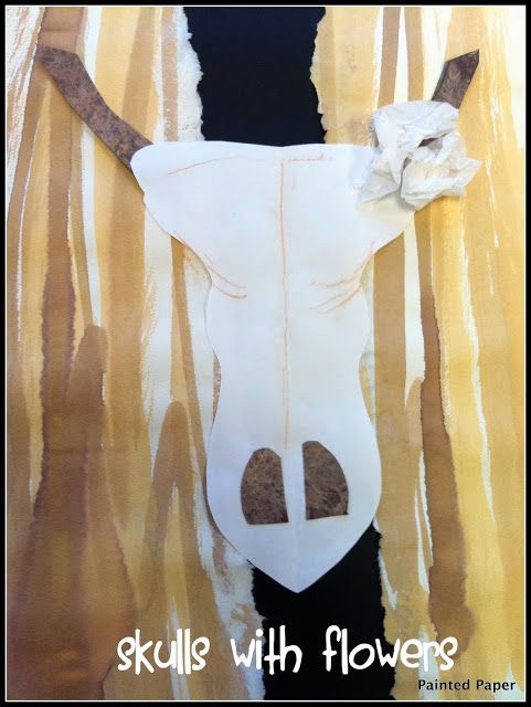 481x640 Painted Paper Great Site, Like The Cow Skull Paper Project. Art - Famous Cow Skull Painting