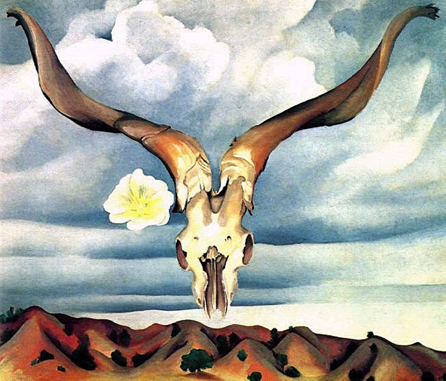899x768 Ram's Head With Hollyhock, 1935 By Georgia O'Keeffe - Famous Cow Skull Painting