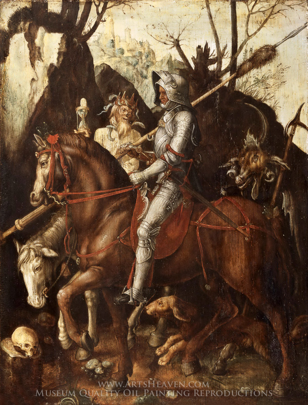 624x820 Cornelis Van Dalem A Knight Death And The Devil Painting Paintings - Famous Devil Painting