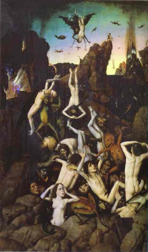 485x825 Dieric Bouts The Elder Hell Painting 1470 Devil Demons And Famous - Famous Devil Painting