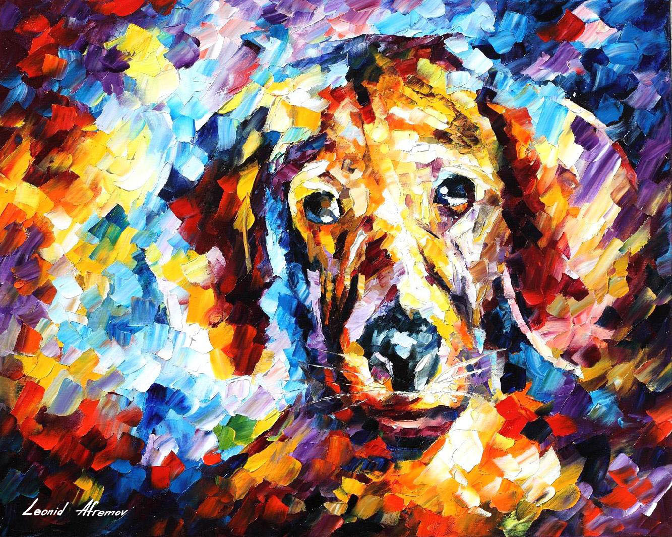 1333x1065 Leonid Afremov, Oil On Canvas, Palette Knife, Buy Original - Famous Dog Painting