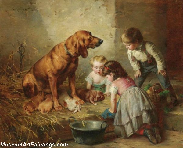 600x483 Cats With Children Paintings By Famous Artists Dog Paintings - Famous Dog Painting