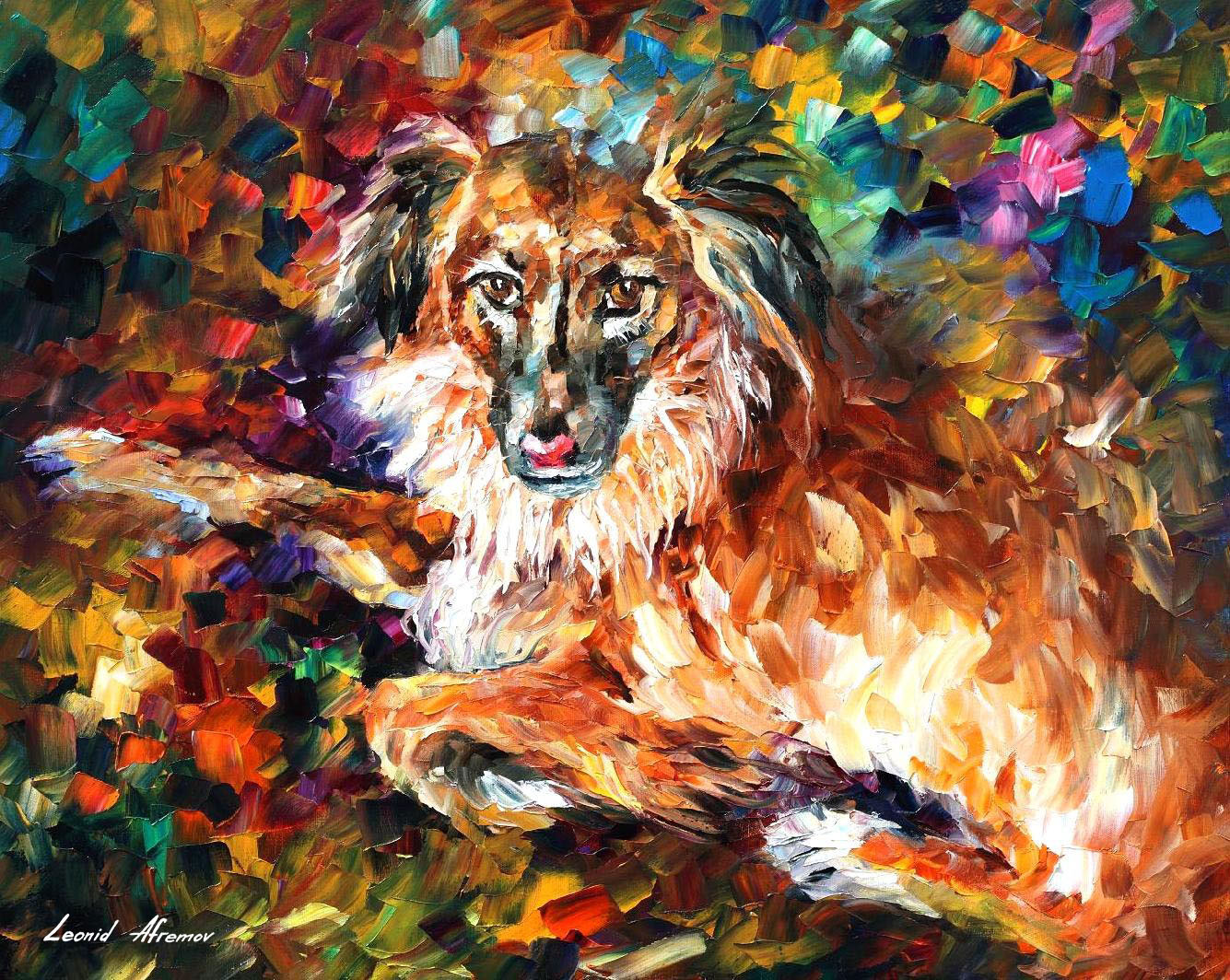 1335x1064 Dog 2 Palette Knife Oil Painting On Canvas By Leonid Afremov - Famous Dog Painting
