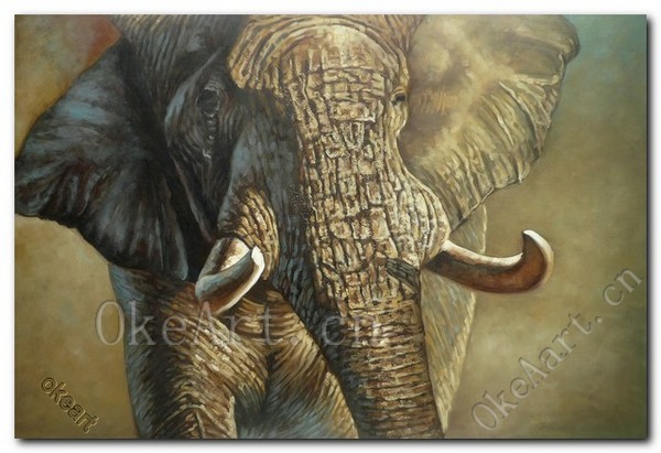 600x411 Hand Painted Oil Painting On Canvas Animal Painting African - Famous Elephant Painting