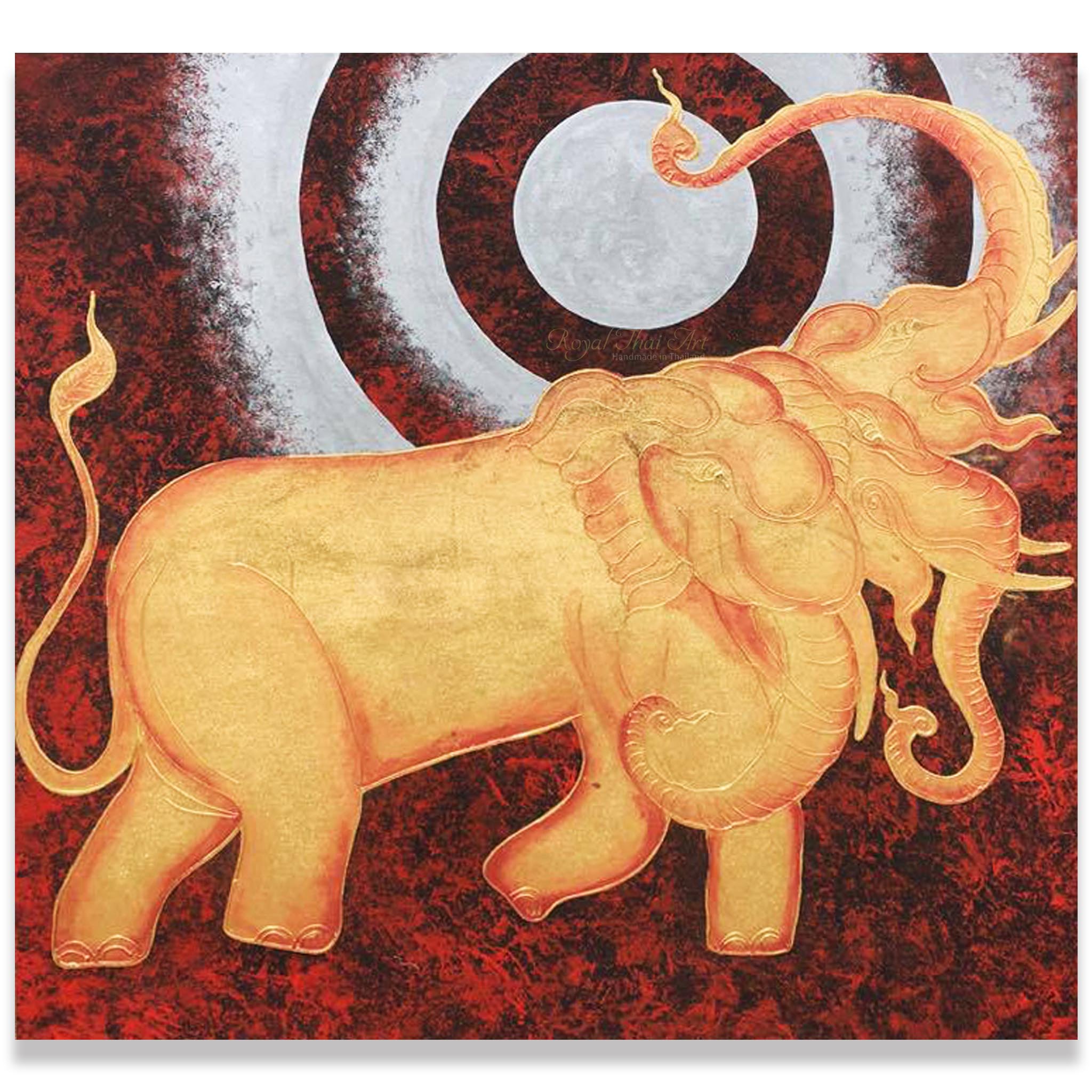 2048x2048 Painting Elephant Erawan And Silver Moon Famous Gallery Royal - Famous Elephant Painting