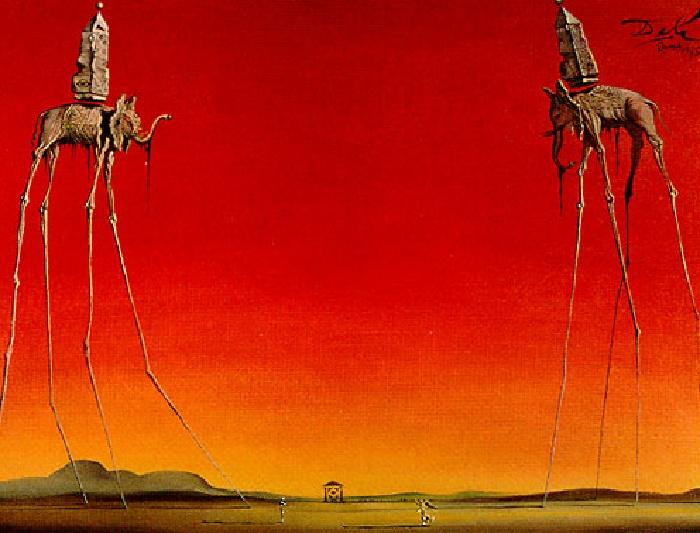 700x533 Salvador Dali Les Elephants Painting Framed Paintings For Sale - Famous Elephant Painting
