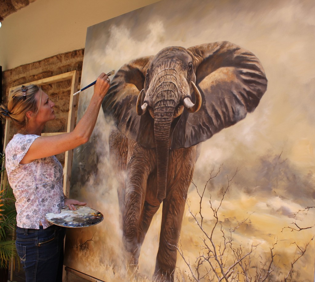 1024x916 Turquoise Moon Karen, Elephant - Famous Elephant Painting