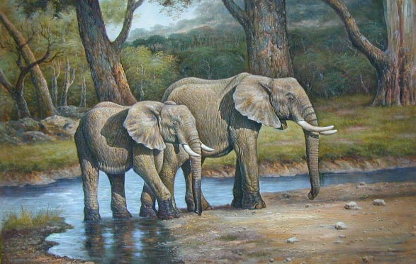 587x372 Elephant 005 Elephants Animal ,hand Made Oil Painting Reproductions - Famous Elephant Painting